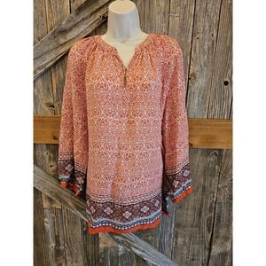 Ava Christine peasant style tunic blouse XL popover EUC  Career casual
